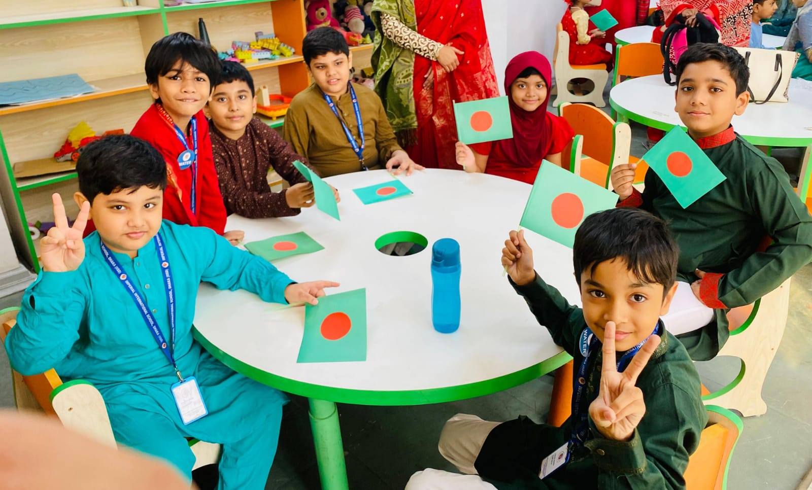 Primary students in a hands-on group learning activity